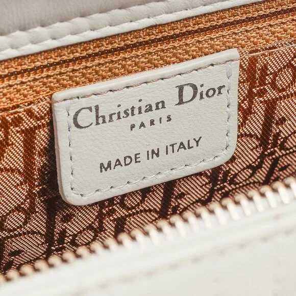 Christian Dior Lady Dior East-West White Leather Double Handle Bag - Picture 12 of 14